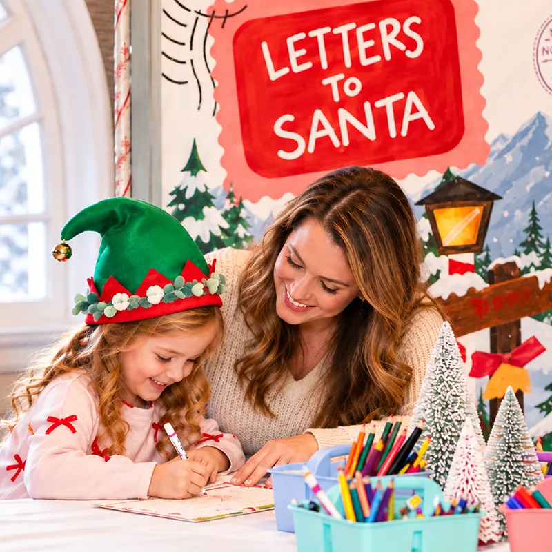 Child writing a letter at Santa's Post Office