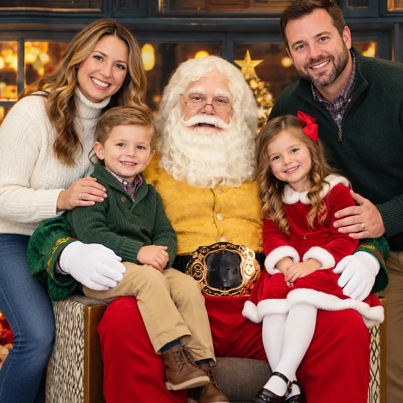 Family holiday photo with Santa