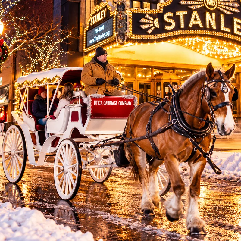 Horse-drawn wagon outside the Stanley Theatre